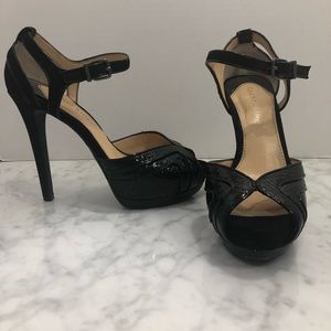 Patent and suede Gianni Bini platform sandals